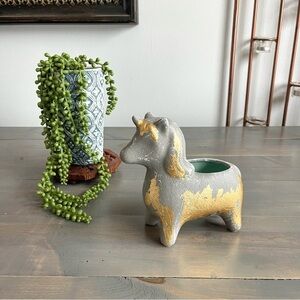 Eclectic Revival Upcycled Hand Painted Ceramic Unicorn Pencil Holder Home Decor